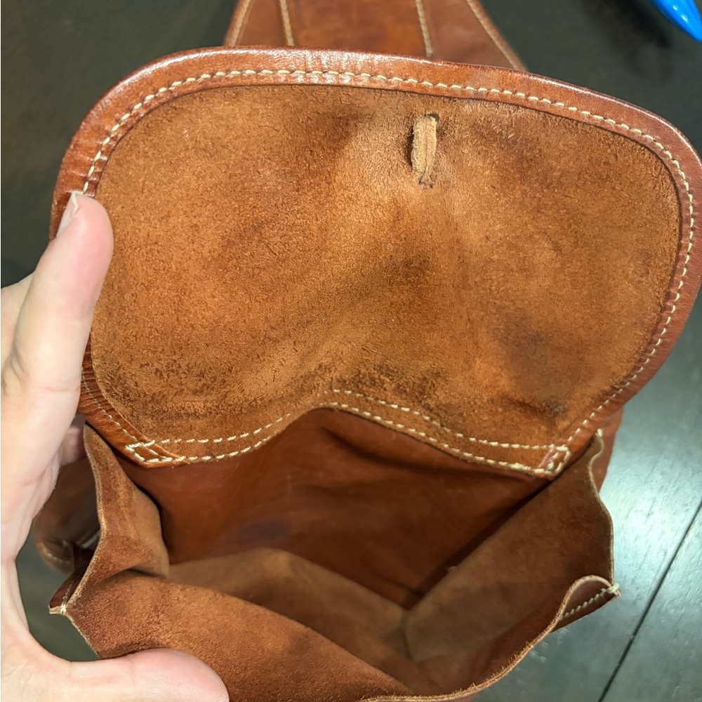 Moschino Camel Leather Crossbody Backpack - Picture 4 of 14